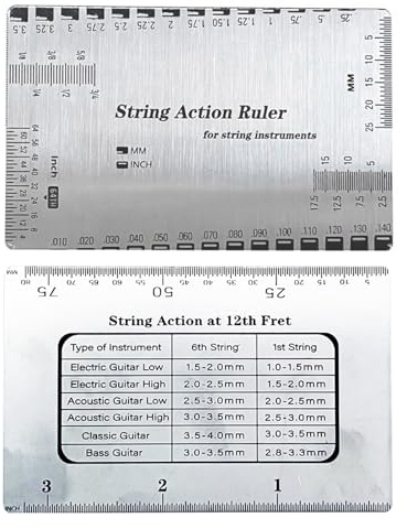 Ryaupy Langlebig Saite Action Guide Lineal, Messen Gauge für Gitarrenbauer Werkzeug, Gitarrenlineal String Action Lineal Gauge Tool für elektrische Bass und akustische Gitarre