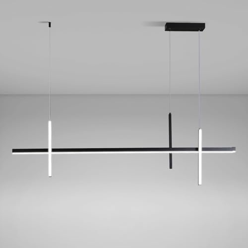 meibeileil Hängelampe Esstisch,Dimmbare Moderne Mit Fernbedienung Pendelleuchte Esstisch,Linear Kronleuchter Lampe Esstisch FüR BüRo Esszimmer Wohnzimmer Küche(Schwarz 120CM)