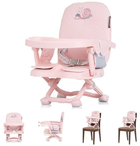 Chipolino Kinderstuhl Lollipop Sitzerhöhung Boostersitz Tisch abnehmbar klappbar, Farbe:rosa Baby