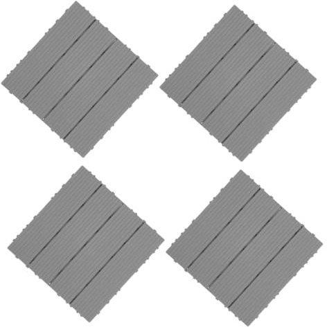 Angoily 4piezas Baldosas De Deck Interlocking De Plástico Para Patio Suelo Exterior Instalación y Resistente Al Sol Gris Para y