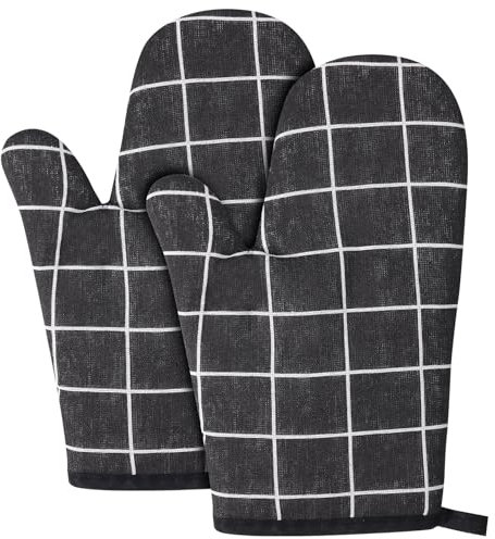 Candcamp Oven Gloves,Heat Resistant Double Sided Non Slip Kitchen Oven Mitts for Grilling Cooking Baking Kitchen Microwave Pizza, 1Pair, Lattice
