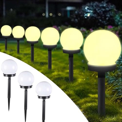 Luz Solar para Jardín LED de Bola Redonda - Lámpara de Estaca Impermeable para Camino y Paisaje en Exteriores