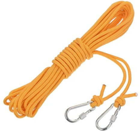 QUARKZMAN Hohles geflochtenes Polypropylen-Ankerseil mit Haken, 1/4 Zoll 33ft Nylon Schwimmleine für Marine Pool Rettungsboot Ankerseil, Gelb