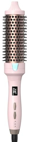 K&K 45mm Thermobürste Keratin Thermal Brush Protect Beheiztes Fass Heiße Haarbürste Ionisch Glatt Scheinen Volumen Kamm LED-Anzeige Haarglätter Lockenwickler Styling Tool (Rosa, 45 mm)