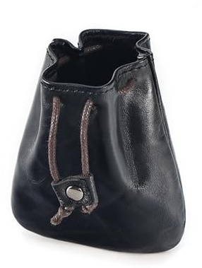 Klassische Echtleder Münztasche - Retro Münzbeutel mit Kordelzug |Handgefertigt aus Premium-Rindsleder für Damen & Herren | Mini Geldbörse,Münzbörse,Minibörse,Geldbeutel (Klassisch, Schwarz)