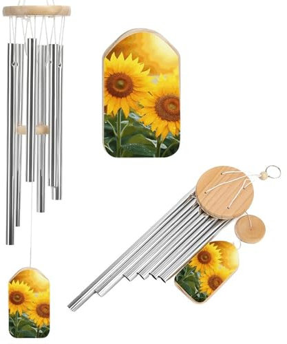 Sonnenblumen-Windspiel für draußen, einzigartige Aluminiumröhren, Gedenk-Windglocke, groß, tiefer Ton, Windspiel für Terrasse, Garten, Dekoration, Geschenk für Mutter, Frauen, Nachbarn