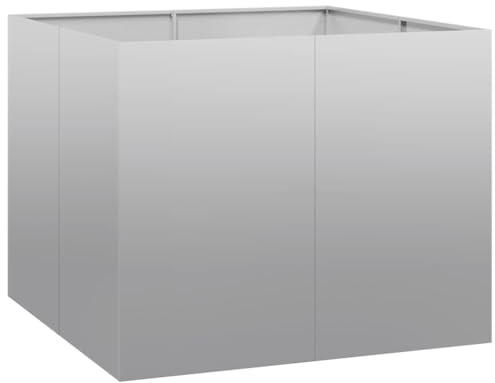 vidaXL Pflanzkübel 100x100x80 cm Verzinkter Stahl | Hergestellt aus robustem galvanisiertem Stahl, Ideal für das Wachstum aller Arten von Pflanzen im Freien,