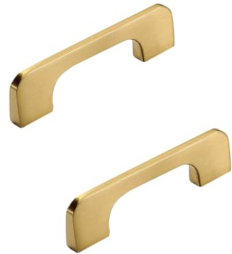 Küchengriffe 64mm Lochabstand, 2 Stück Möbelgriffe Massive Messing | Gebürstet, Schrankgriffe Schubladengriffe Lochabstand: 64-980mm Schrank Schublade Türgriffe Griffe für Küchenschränke 64mm/2.5in