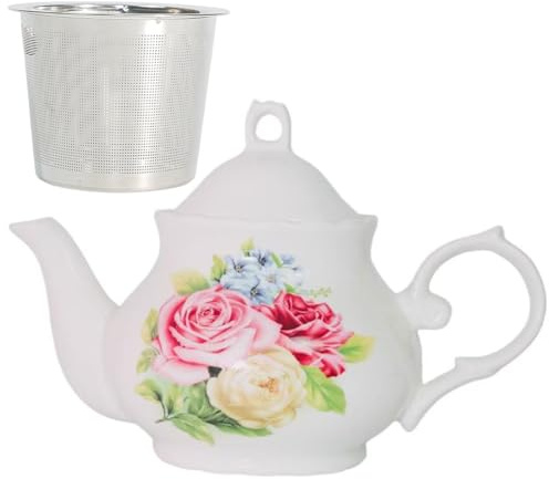 Teiera in ceramica classica in stile reale britannico vintage, teiera grande da 30 once perfetta per le riunioni quotidiane (verde, grande)