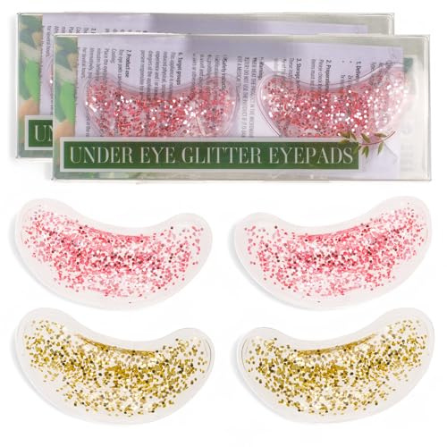 MIJOMA Under Eye Glitter Eyepads – kühlende Augenpads mit Glitzer für Wellness & Selfcare – wiederverwendbare Pads für entspannte Augenpartien – 2er Set (Romantic Glow)