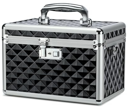 HEWEI WORKS Medizin box, abschließbare Medikamentenbox, leere Erste-Hilfe-Box, Sicherheitsbox, vielseitige abschließbare Box für Zuhause und im Freien (Black, Medium)