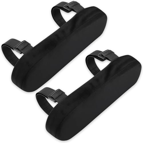2 Pack Cotton Chair Arm Covers（Black, Thick Office Chair Arm Pads for Elbow Relief Ergonomic, Armrest Pillow Elbow Support Rest Cushion for Desk Chairs, Wheelchair & Gaming Chairs