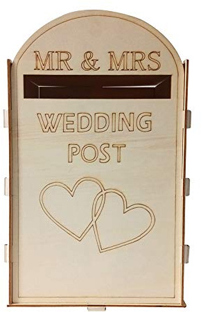OEBUAFI Boîte aux Lettres de Mariage en Bois Bricolage, Porte-Carte- Rustique avec Serrure, Boîte à Cartes élégante pour Réception et Célébrations d'anniversaire