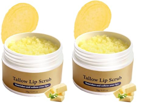 Talg-Zucker-Lippenpeeling, natürliche Lippenpflege für dunkle Lippen, entfernt sanft abgestorbene Hautschüppchen und sorgt für weiche, geschmeidige Haut. 2 Stück