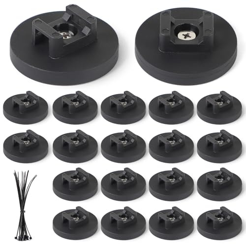 EFUTURETIME 20 magnetiska kabelhållare 43 mm med 20 slangklämmor – återanvändbar kabelorganisatör för garage, kontor, utomhus och bil