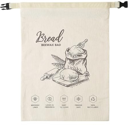 Zkydhbd Borsa per pane lavabile in cera d'api Soluzione di conservazione degli alimenti in tessuto di cotone lavabile per la cucina Soluzione essenziale di stoccaggio sostenibile per la cucina