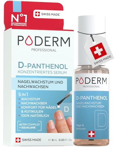 Poderm 5 en 1 Sérum Booster Ongles - D-Panthénol | Soin Fortifiant & Croissance pour Ongles Fragiles - 6 ML | Favorise la Pousse & Limite la Casse | 100% Naturel - Développé par un Podologue en Suisse