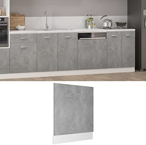 Lyon - Cache de lave-vaisselle - Gris béton - 59,5 x 3 x 67 cm - En matériau dérivé du bois - Panneau avant pour lave-vaisselle - Intégration dans les meubles de cuisine