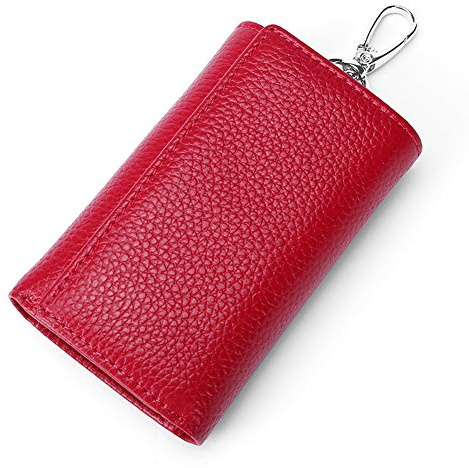 RuoFeng Keychain Key Holder Ring with 6 Hooks Snap Closure (Rose red)
