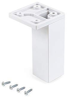 Emuca - Furniture feet, Furniture Legs from Plastic, Set of Legs with Fixing Screws (H 100mm Corner (Set of 4 pcs), White)