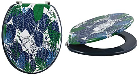 MSV - Abattant WC MDF Rain Forest - Charnières Acier Inoxydable - 42.5 x 36.5 x 1.7 cm - Design Intemporel - Résistant à l'humidité - Facile à entretenir - Installation simple