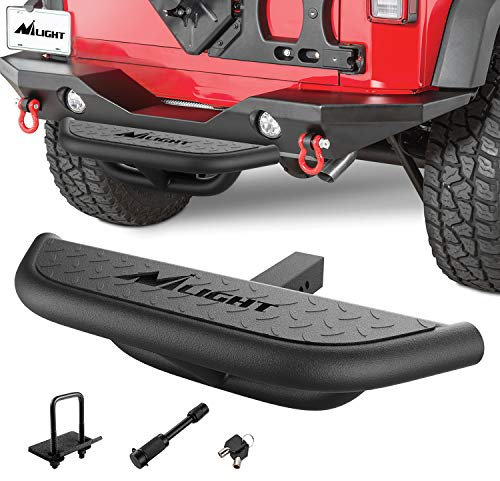 Nilight Passaggio per gancio di traino con ricevitore per gancio di traino da 5,1 cm, protezione per paraurti posteriore, compatibile con auto e camion, barra di traino testurizzata nera con blocco