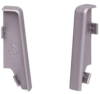 KGM Verbinder für MEGA-Profil, Aluminium, 20 x 58 mm, 2 Stück | Passendes Zubehör zur KGM MEGA Sockelleiste, einfaches Aufstecken für saubere Ecken & Abschlüsse, Montage ohne Werkzeug