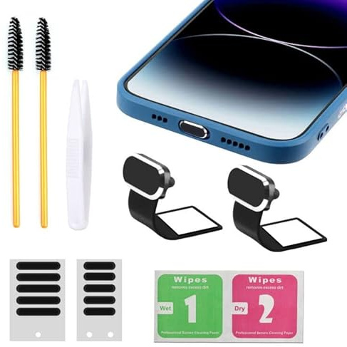 OOTSR iPhone Anti-Lost Dust Plugs for iPhone Lightning Port Protects Charging Port Dust Cover,Phone Speaker Dustproof Stickers Protector, Mesh Speaker Cover sets
