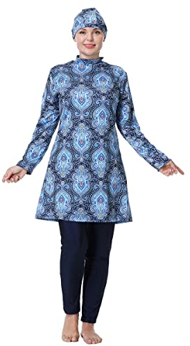 TaissBocco Muslim Swimsuits for Women Plus Size Full Coverage Swimwear Modest Islamic Hijab Ladies Burkini Bathing Suit (8XL, T8)