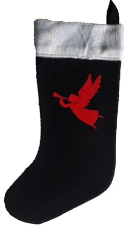 Weihnachtsstiefel, Nikolausstiefel aus Filz mit Flockdruck Engel/Rückseite, Mond/Vorderseite, Handarbeit Nr. 02
