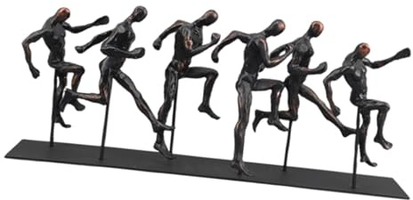 Folpus Lauffiguren, Skulptur, Sportstatuen, lebensechte Leichtathletik-Figuren, Kunstwerk für den Innenbereich, Schreibtisch, Café, stabiles Zimmer, Büro, Bronze A