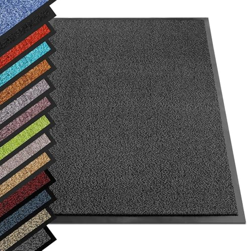 casa pura - Tappetino per Ingresso da interno SKY tappetino antiscivolo e antipolvere, zerbino d'ingresso per interni, zerbino lavabile e ultra assorbente - Antracite - 200x300 cm