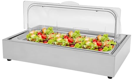 Headery Chilled Serving Tray with Clear Cover Ice Food Serving Display Tray Buffet Cold Serving Cooler Platter Chilled Party Platter Cold Food Buffet Server for Party Outdoor Buffet Street Vendors