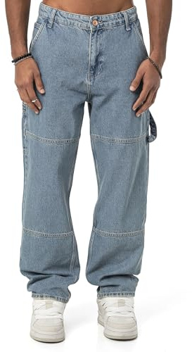 Redbridge Pantalones vaqueros en diseño cargo de moda corte ancho baggy, azul, 36W / 32L