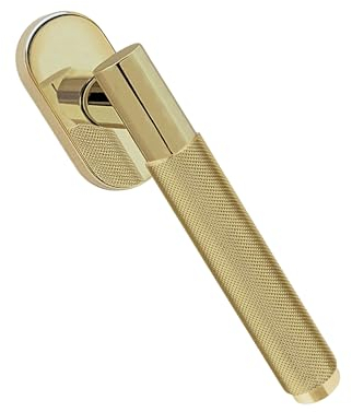 Gedotec manilla para ventana latón mate | 1 pieza | MARION | manilla oscilobatiente sin cilindro de cierre | herraje para ventana | manilla moderna sobre roseta ovalada | 42 mm de longitud de espiga