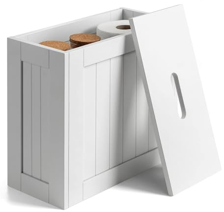 FENGSHENG-SHOP Slimline Wooden Bathroom Storage Unit, Toilet Roll Paper Cabinet, Compact Shaker, Multi-Purpose Cleaning Tidy Box