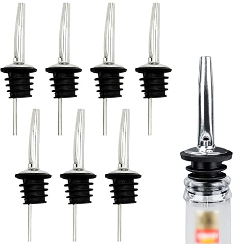 REBECASKYENS 7-Piece Stainless Steel Bottle Speed Pourers, Ideal for Wine, Spirits, Olive Oil & More, Leak-Proof, Easy to Clean