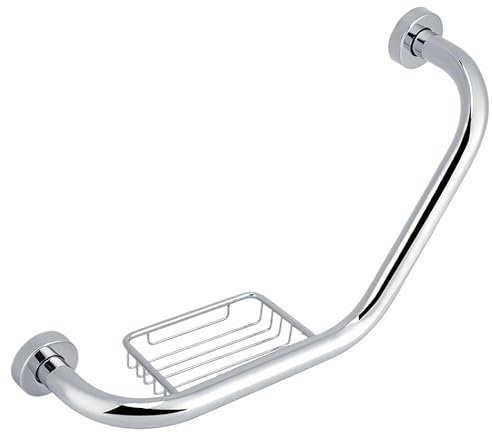 CaFfen Haltegriff Dusche Haltegriff fürs Badezimmer aus Edelstahl mit Seifenhalter, Badewannenarm, Sicherheitsgriff for Badewanne, Dusche, Badewanne, Rutschfester Handlaufgriff Haltegriff Bad