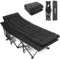 OVERMONT Klappbar Feldbett mit Matratze - Faltbar Campingbett 190 x 71 x 36 cm - bis 250kg Belastbar - 2400D Oxfordgewebe mit Seitentasche Tragetasche für Camping Garten Büro Blau Schwarz