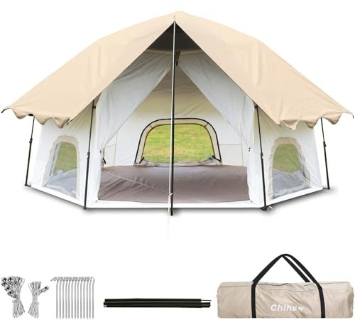 Chihee Tenda da campeggio pop-up, capanna familiare con veranda per 3 persone, riparo esterno grande capacità, impermeabile e antivento, facile da installare