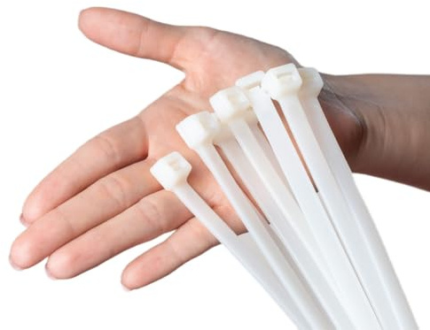 ERKO Bridas para Cables Blanco 540 x 7,6 mm 25 piezas Ultra fuertes 54 kg de resistencia a la tracción, Largo, Resistente a temperatura, Para Oficina, Hogar, Exteriores