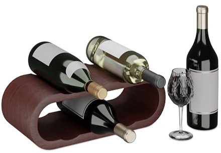 Relaxdays Cantinetta Portabottiglie, Scaffale 6 Bottiglie di Vino in Orizzontale, HLP: 13x38,5x16 cm, Mensola in Legno