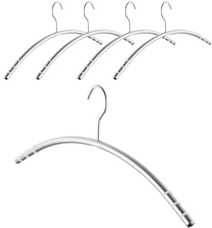 SOTECH 5 Stück Design Kleiderbügel Edelstahl SS201 mit Antirutschringen | (Haken 360 Grad drehbar, Rundrohr Ø 12 mm x 433 mm, gebürstet) Hemdenbügel für Kleiderschränke und Garderoben