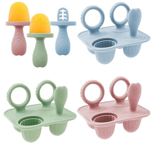 3 Stück Baby Fruchtsauger,Silikon Baby Früchte Futterspender,Muttermilch Eis am Stiel Gefrierform,Babynahrungs AufbewahrungsbehälterSilikon Eis am Stiel Form Set,Geschirrspülerreinigung(Stil 1)