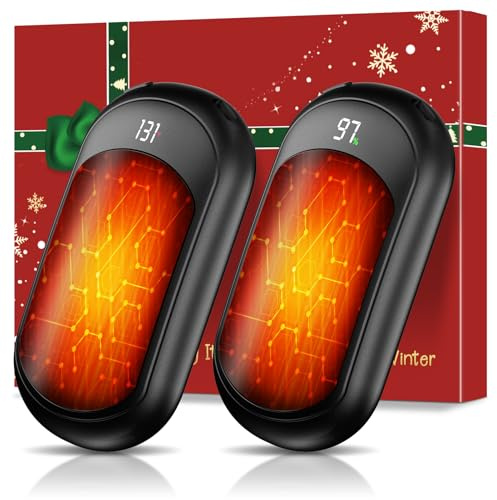Hand Warmers Rechargeable 2 Pack, 6400mAh Portable Electric Hand Warmer with 3 Heat Settings, Reusable Pocket Handwarmers for Gloves Golf Skiing Hiking Hunting, for Men Women, Black