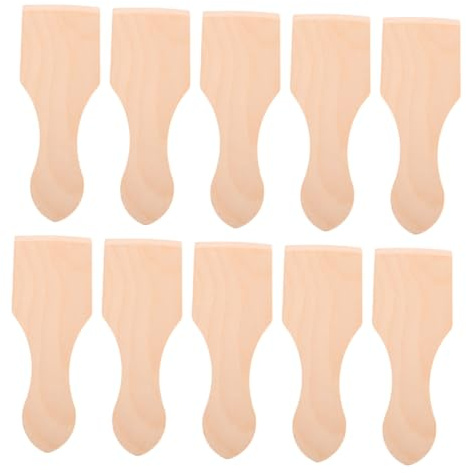 Toddmomy 10pcs Mini Wooden Spatulas Set for Rice Cake and Pastry Cooking Tools Pretend Play Kitchen Accessories for Hand-eye Coordination and Creative Role Play