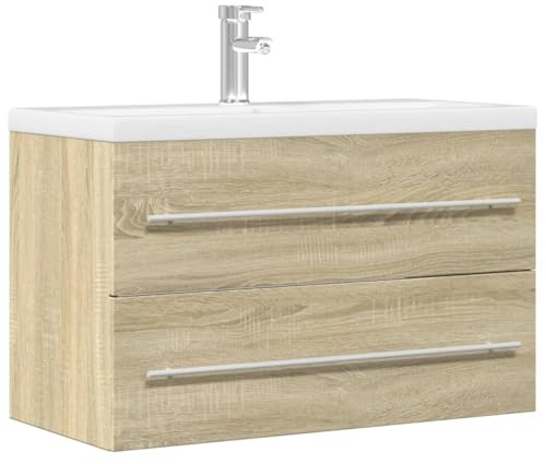 ULUYYUC Mobile sottolavabo in legno antico, 80 × 38,5 × 48 cm, in legno, portata 60 kg, design vintage, per lavabi standard, bagno & ospiti