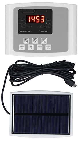 Akozon di Irrigazione Automatico per Piante - Alimentazione Solare e Ricarica USB - Irrigazione con Pompa Singola Controllata da Timer per Piante in Vaso, Fiori e Accessori da Giardino