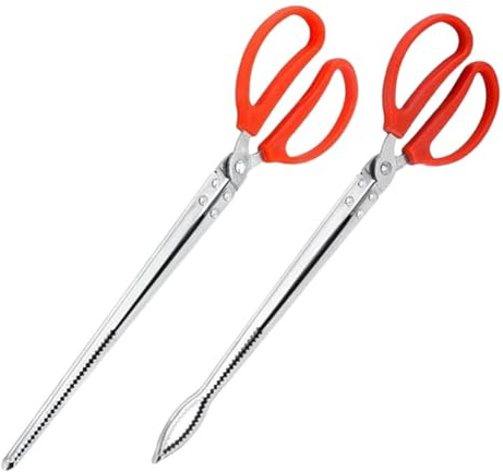 DOITOOL Pinzas para Serpientes de Acero Inoxidable Rojo, Ligeras y Portátiles, 2 Piezas para Alimentación y Limpieza en Interiores de Reptiles y Pequeños Animales