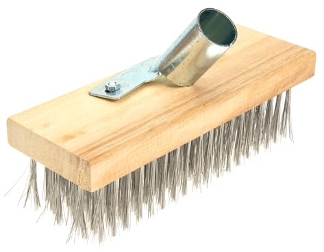 Artibetter Scheuerbürste Starke Schrubbkraft für Bodenreinigung mit Edelstahlborsten Robuste Bodenbürste Holzgriff für Intensive Reinigung für Terrasse Hof und Gehwege